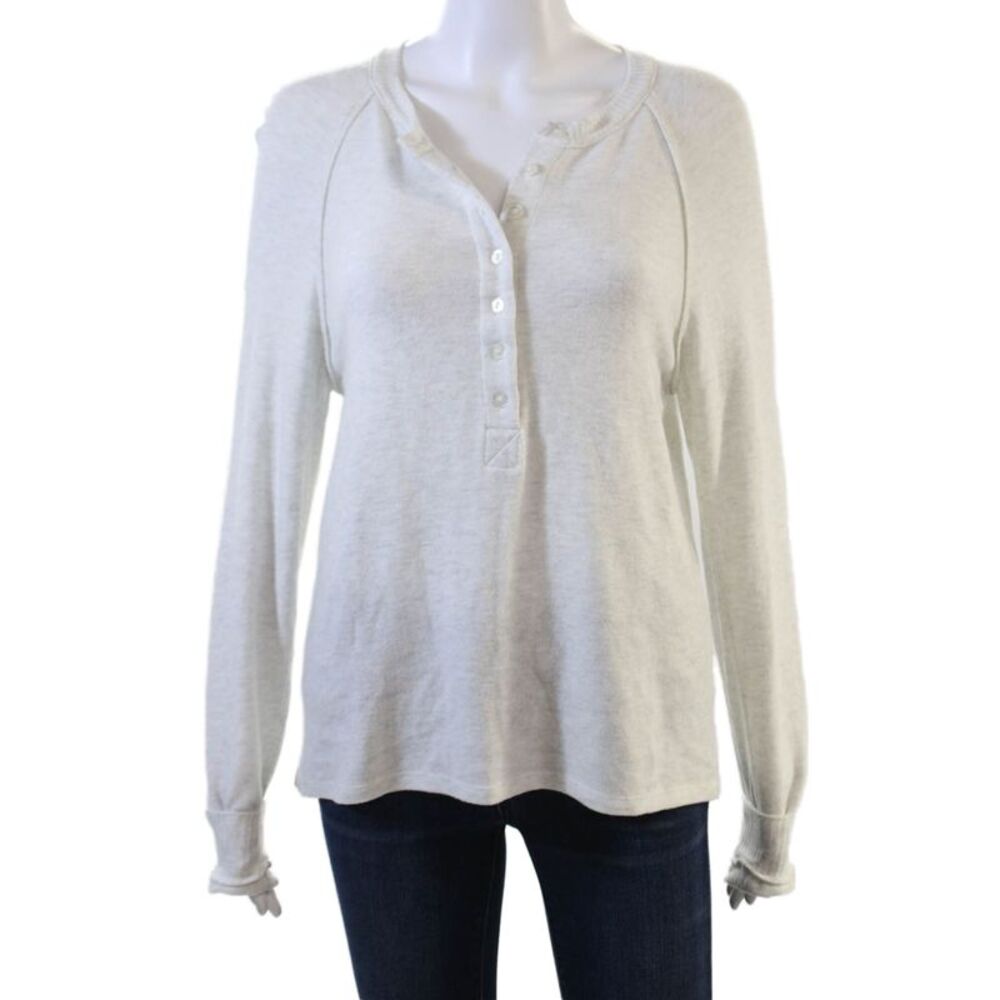 ALALA Women Basic Button-Up Long Sleeve White Sweater Size S